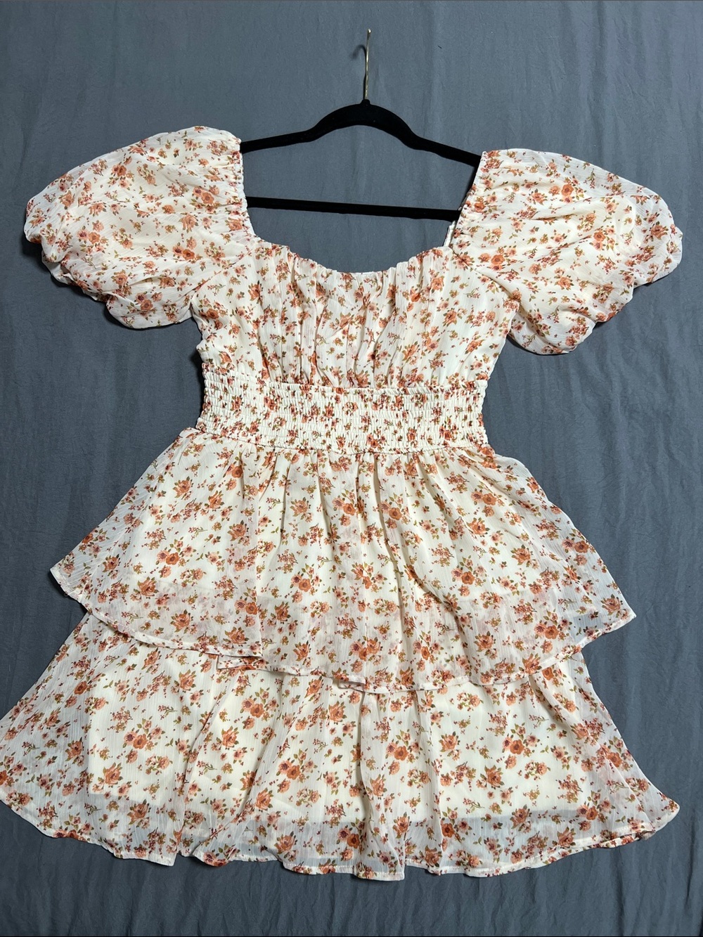 Trixxi Cream Mini Dress with Rust Floral Print